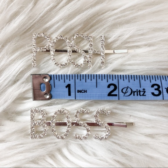 POSH BOSS Rhinestone Silver Hair Pin Set - Picture 2 of 5